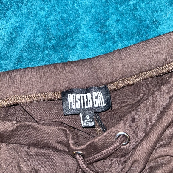 Dolls Kill Poster Grl Brown Low Rise Scrunched Ruched Joggers Pants Leggings - Picture 5 of 5